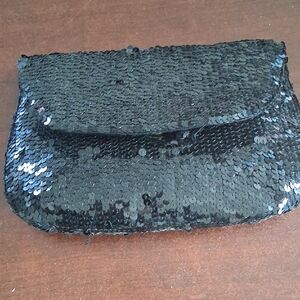 Frederico Leone Black Sequin Evening Clutch